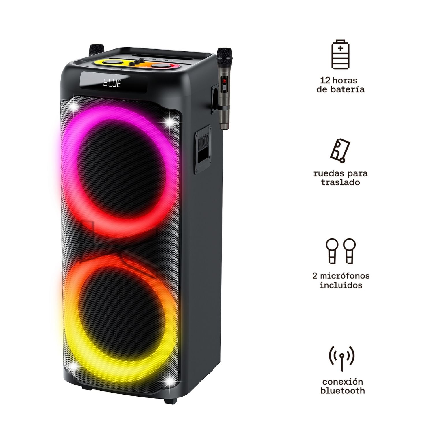 PARLANTE KARAOKE CON 2 MICROFONOS 3200W BEATMAX-101 KUZLER - 2