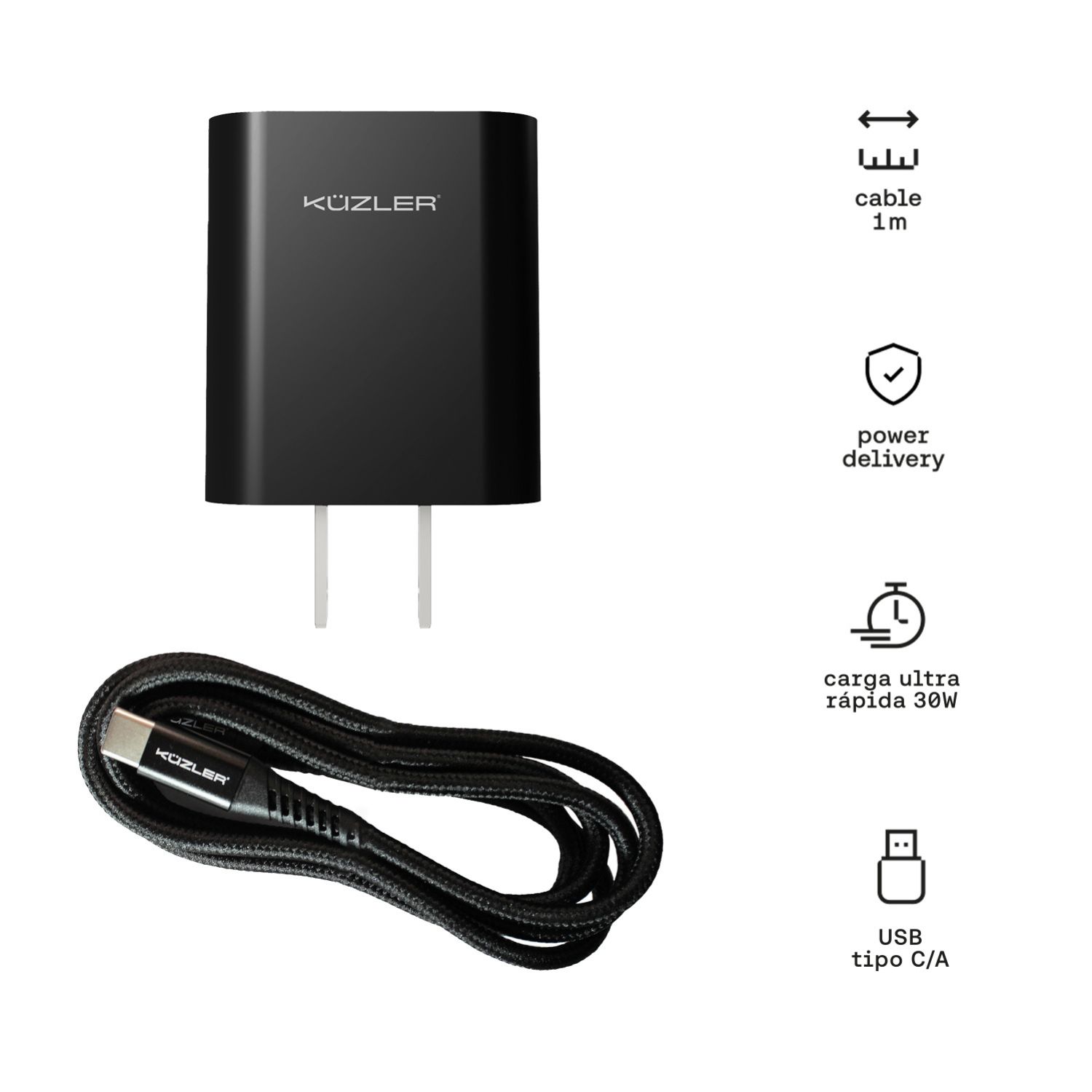 COMBO CARGADOR 30W + CABLE USB-C 60W 1M NOVABLAST-30 - 2