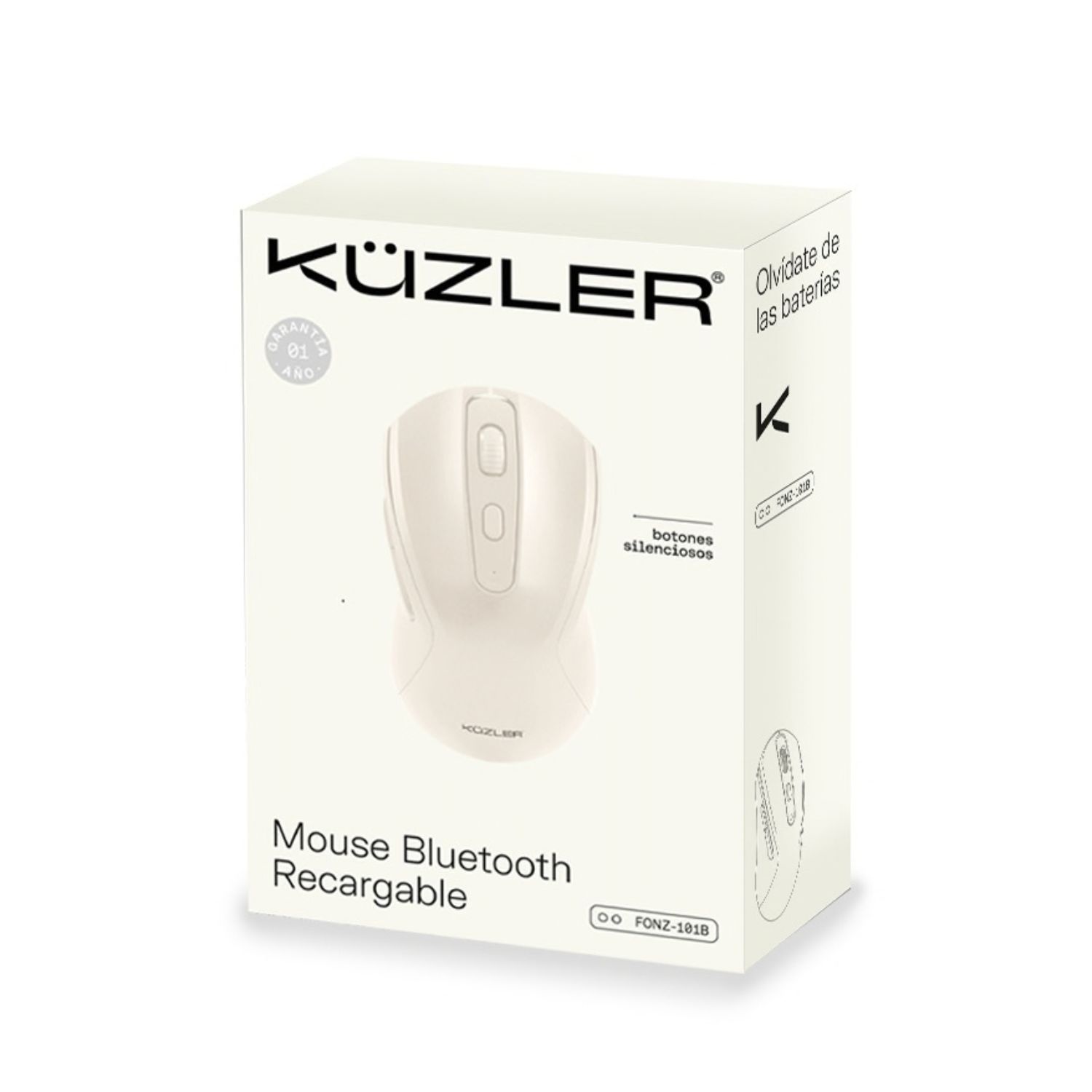 MOUSE BEIGE RECARGABLE BLUETOOTH SILENCIOSO KUZLER FONZ-101B - 5
