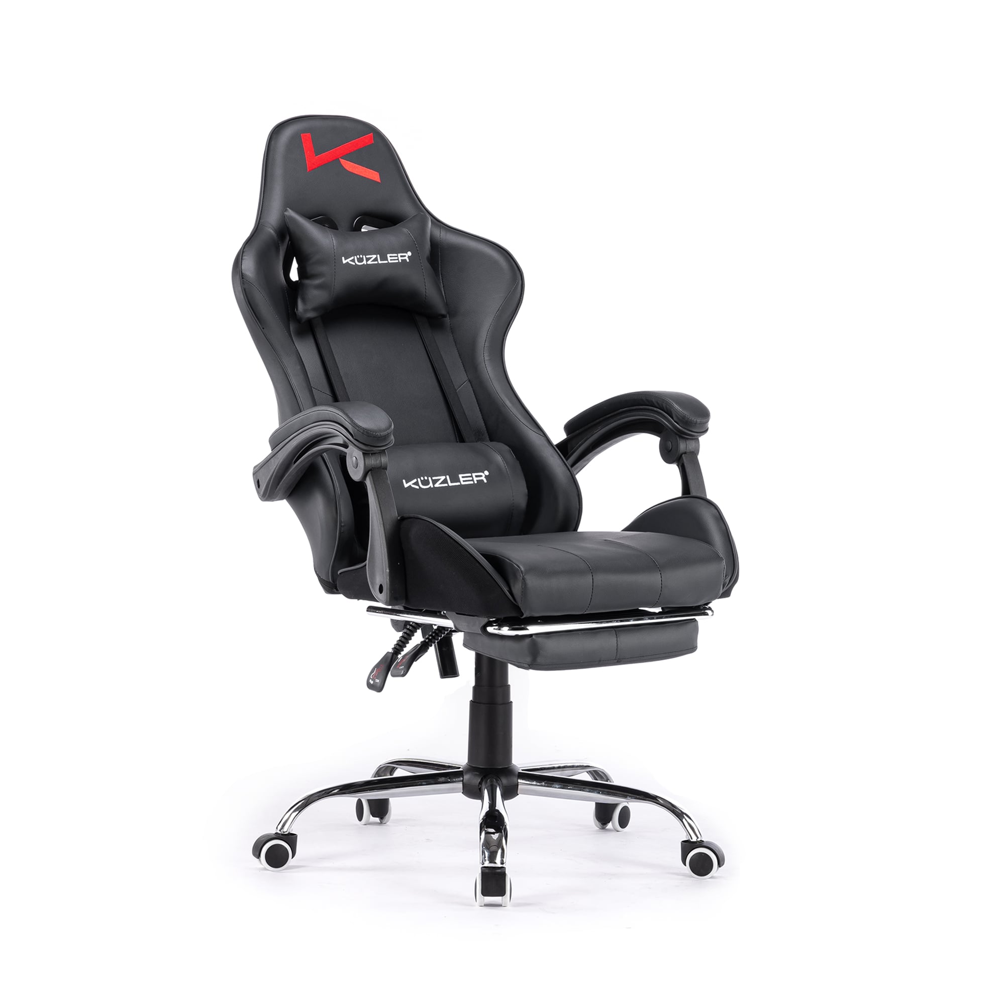 SILLA GAMER KUZLER NEGRA MASAJEADOR LUMBAR REPOSAPIÉS Y BASE METÁLICA RIK-101N - 3