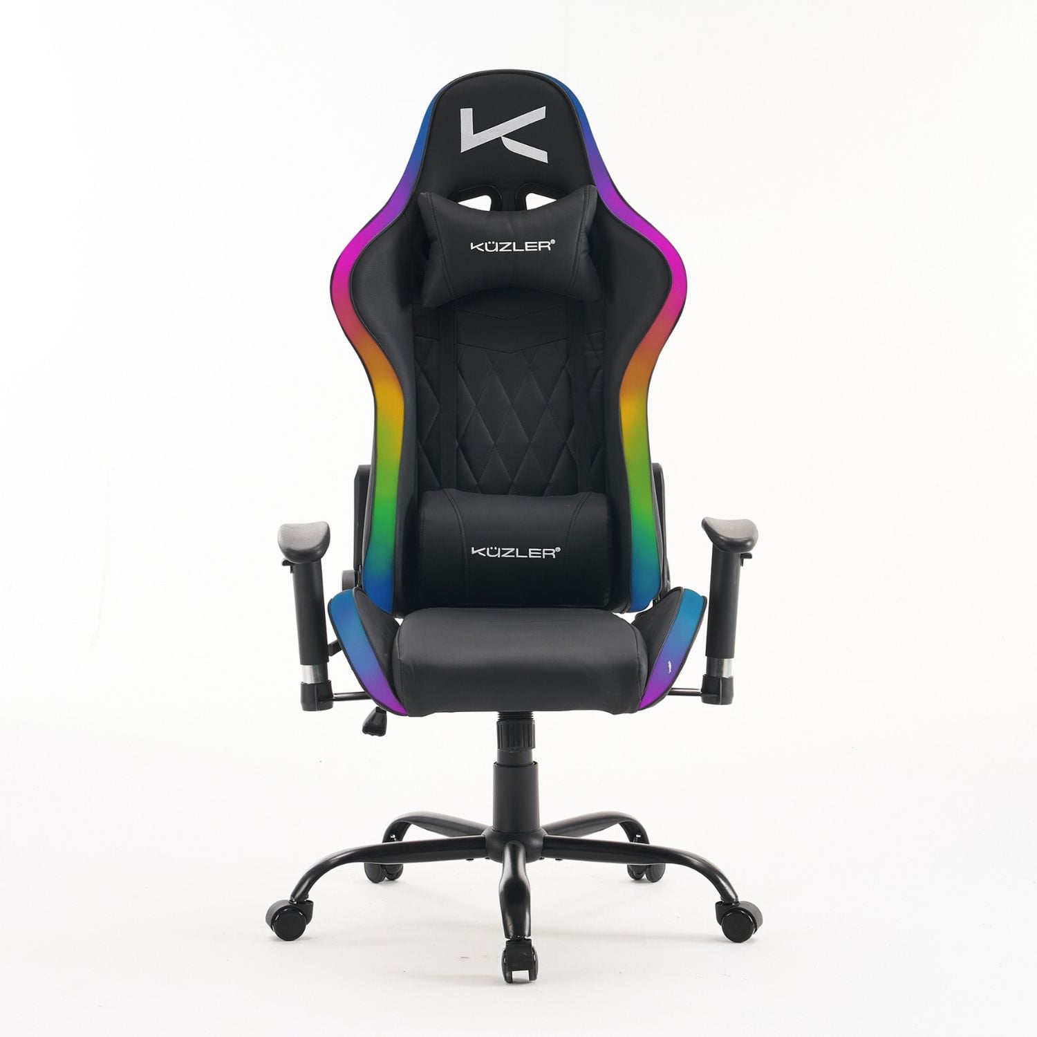 SILLA GAMER KUZLER CON LUCES LED Y BASE METÁLICA ERGONÓMICA AJUSTABLE - 1