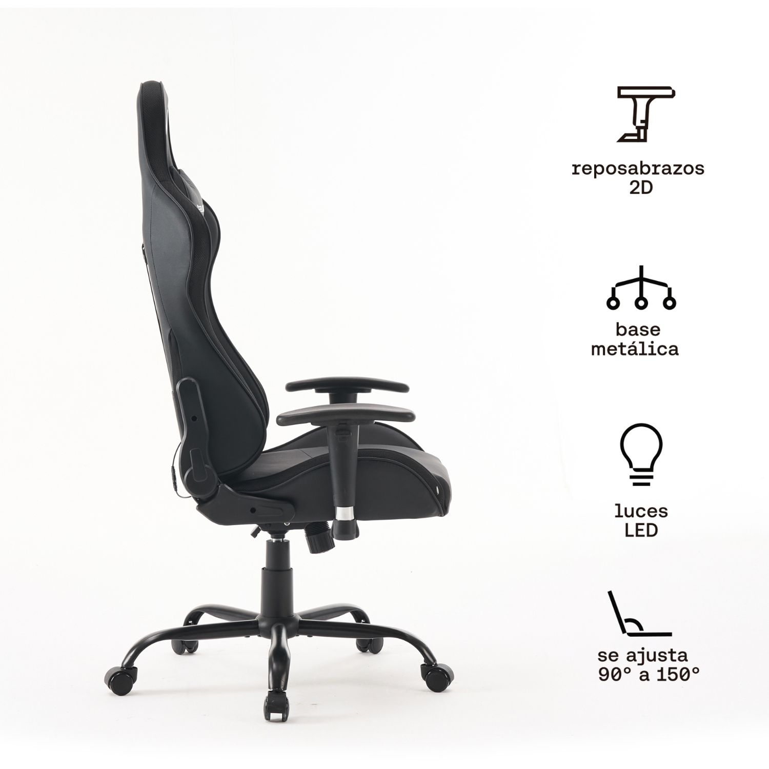 SILLA GAMER KUZLER CON LUCES LED Y BASE METÁLICA ERGONÓMICA AJUSTABLE - 2