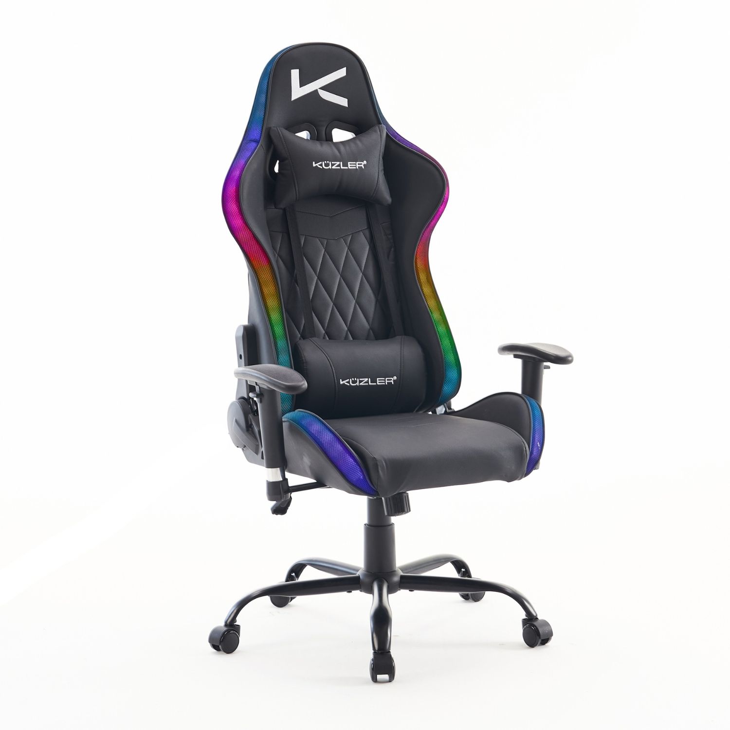 SILLA GAMER KUZLER CON LUCES LED Y BASE METÁLICA ERGONÓMICA AJUSTABLE - 3