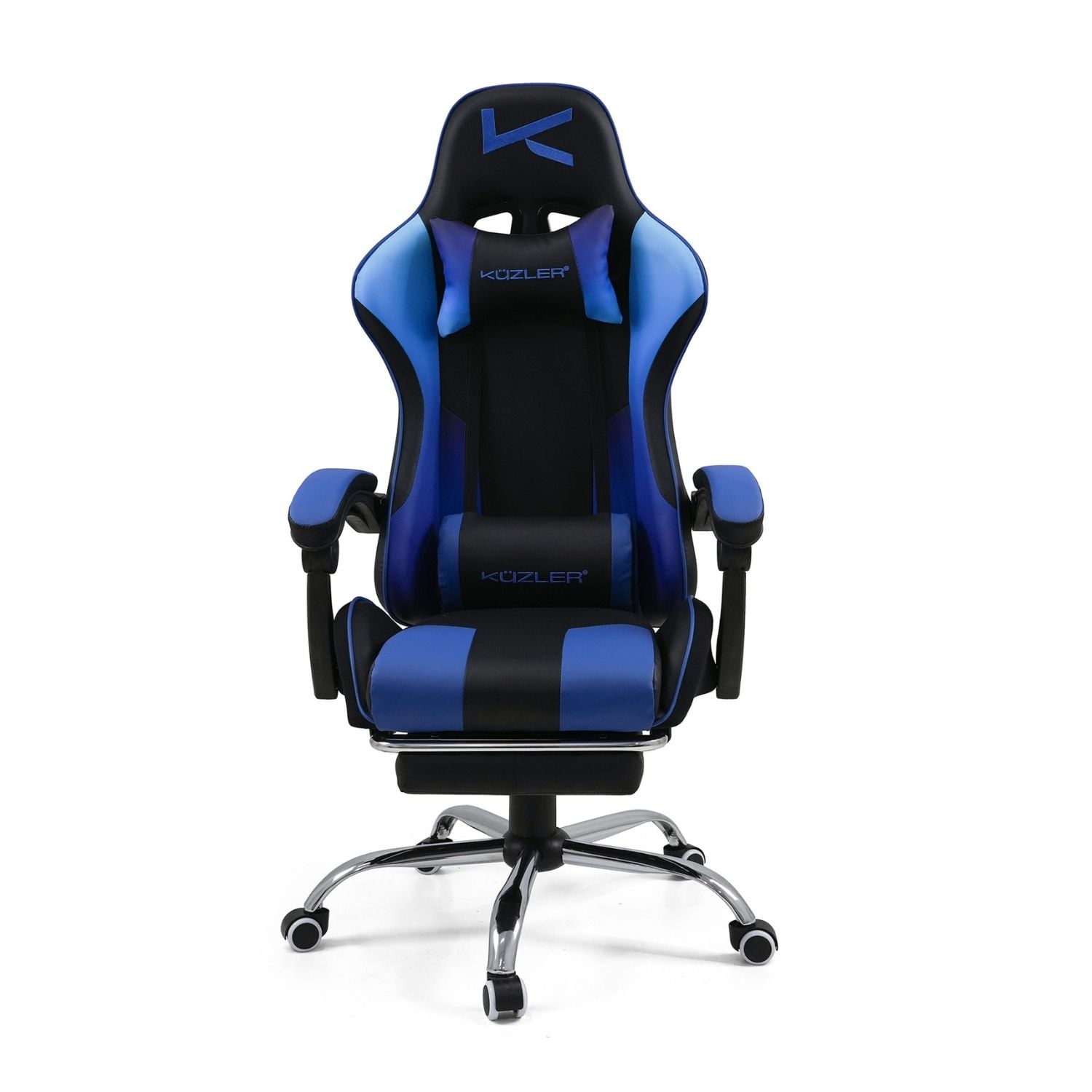 SILLA GAMER KUZLER AZUL MASAJEADOR LUMBAR REPOSAPIÉS Y BASE METÁLICA RIK-101A - 1