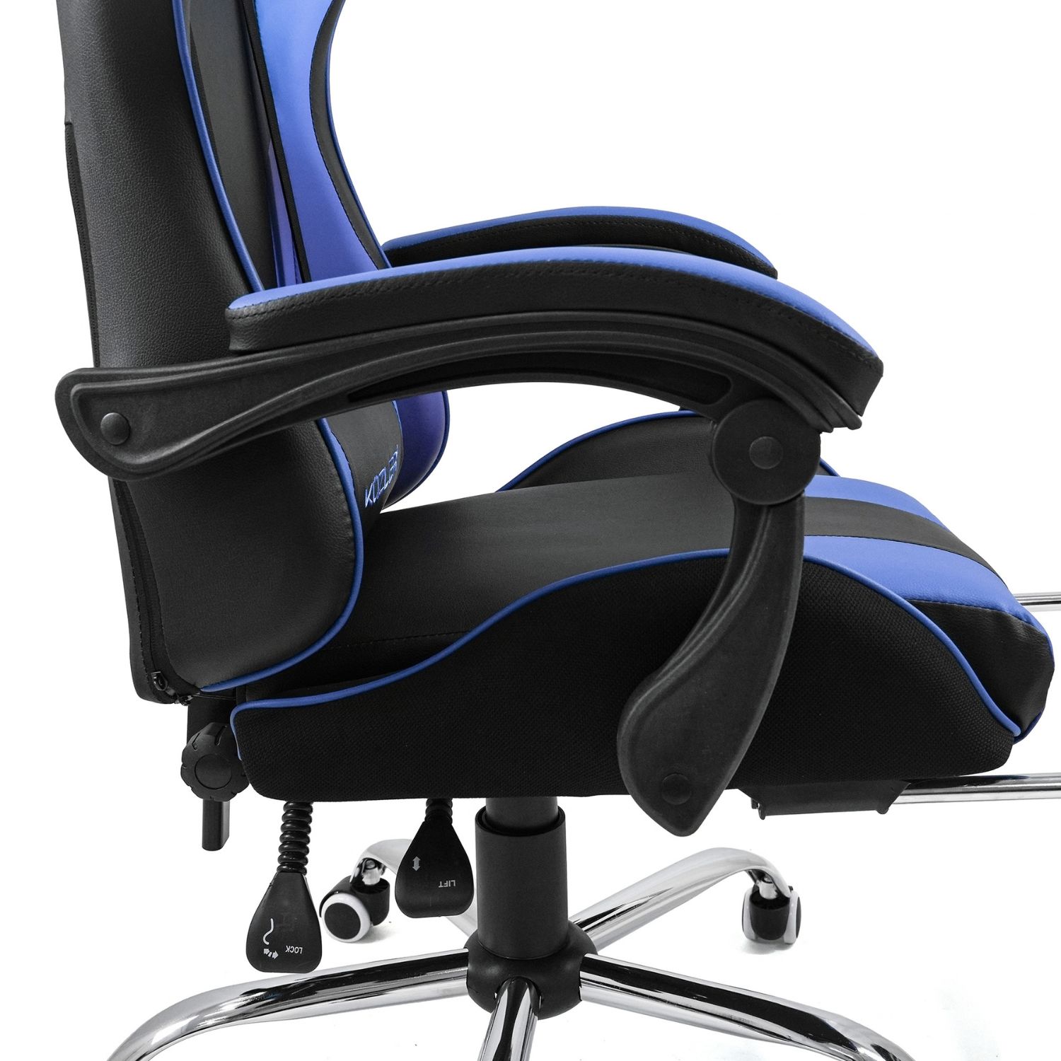 SILLA GAMER KUZLER AZUL MASAJEADOR LUMBAR REPOSAPIÉS Y BASE METÁLICA RIK-101A - 5