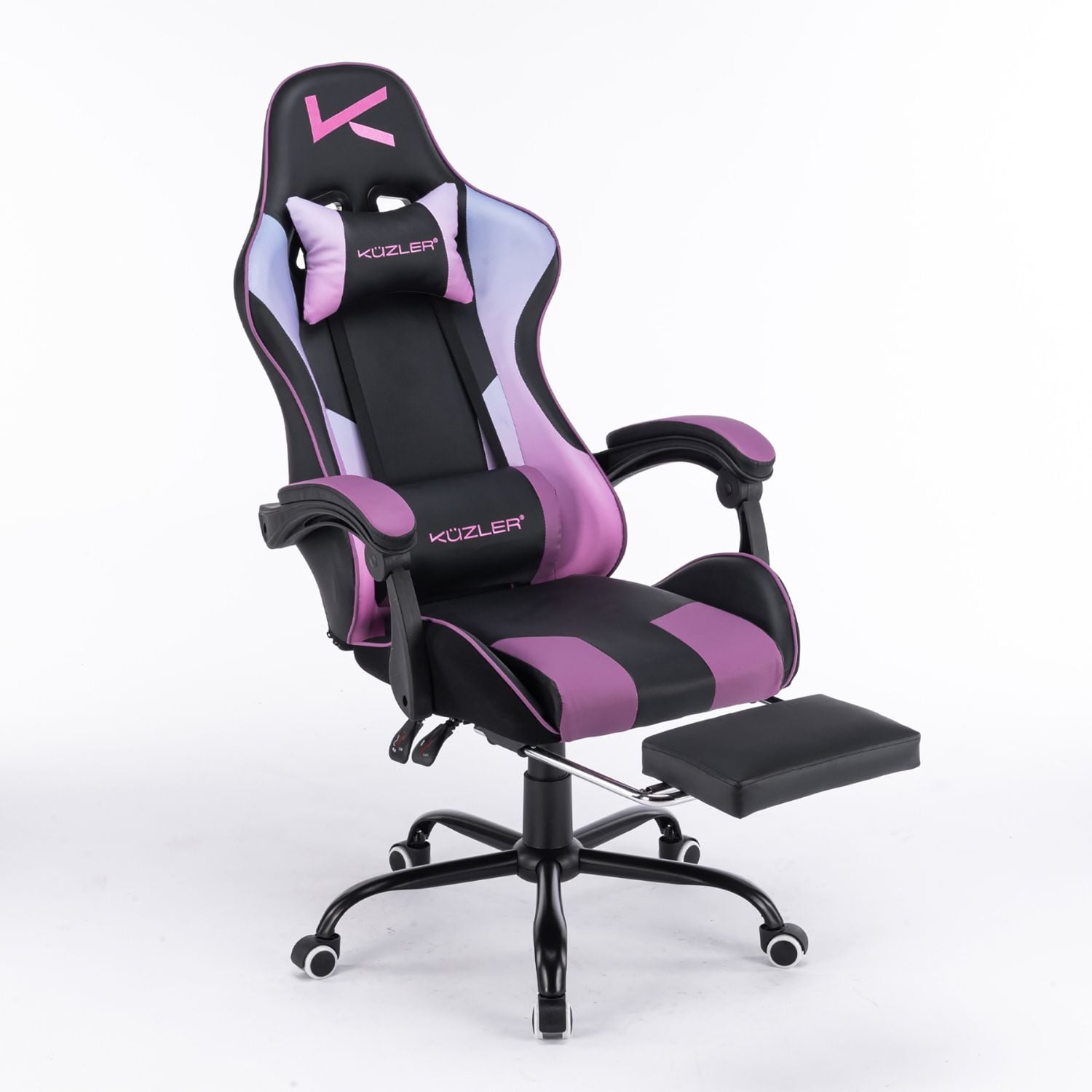SILLA GAMER KUZLER MORADA MASAJEADOR LUMBAR REPOSAPIÉS Y BASE METÁLICA RIK-101M - 3
