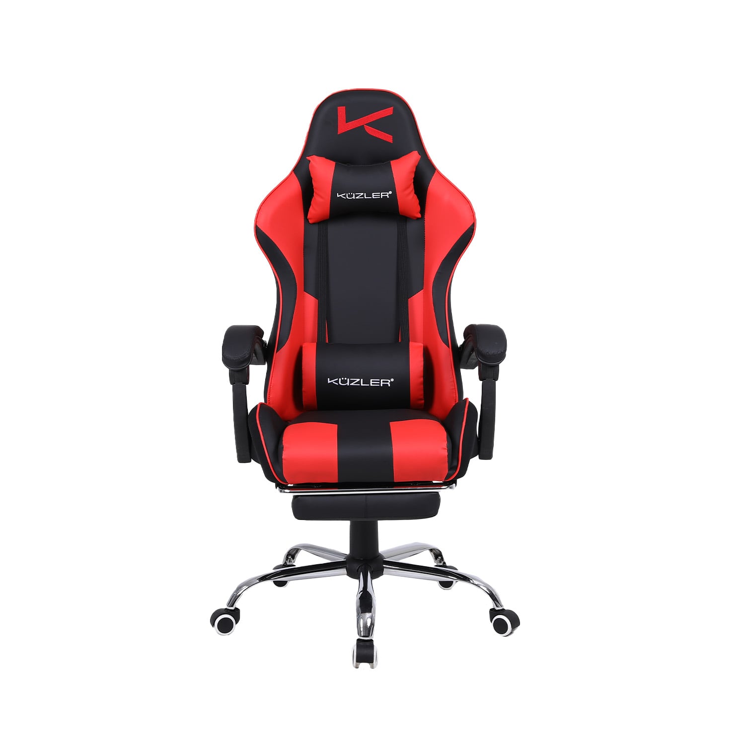 SILLA GAMER KUZLER ROJA MASAJEADOR LUMBAR REPOSAPIÉS Y BASE METÁLICA RIK-101RE - 1
