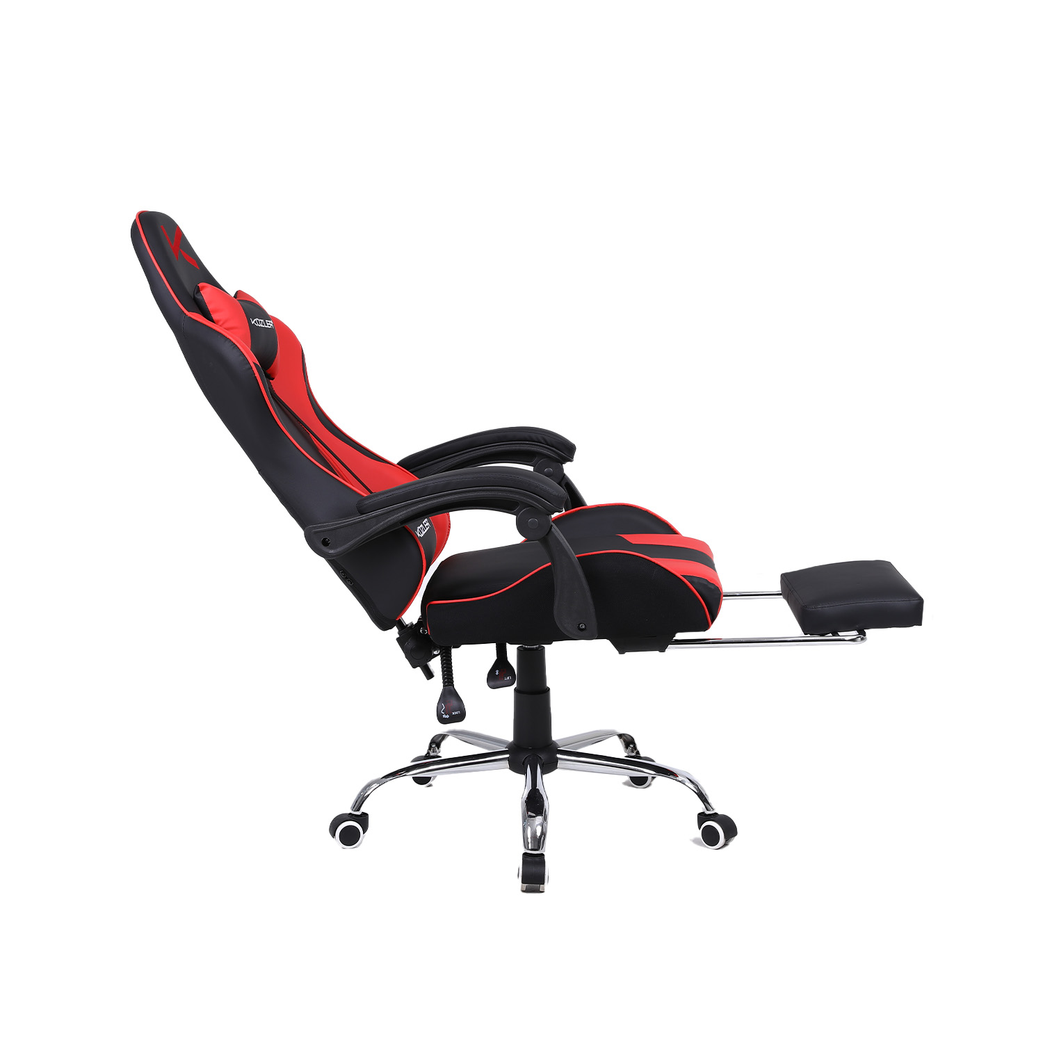 SILLA GAMER KUZLER ROJA MASAJEADOR LUMBAR REPOSAPIÉS Y BASE METÁLICA RIK-101RE - 4