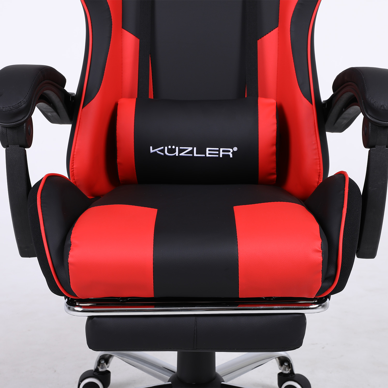 SILLA GAMER KUZLER ROJA MASAJEADOR LUMBAR REPOSAPIÉS Y BASE METÁLICA RIK-101RE - 5
