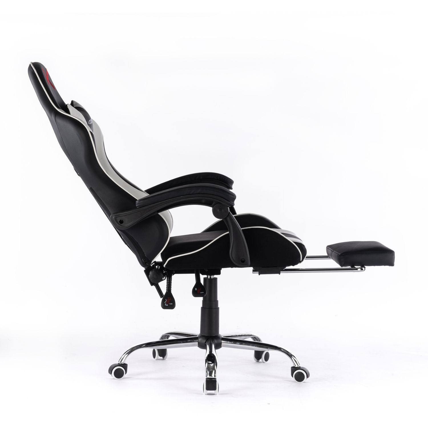 SILLA GAMER KUZLER BLANCA MASAJEADOR LUMBAR REPOSAPIÉS Y BASE METÁLICA RIK-101B - 4