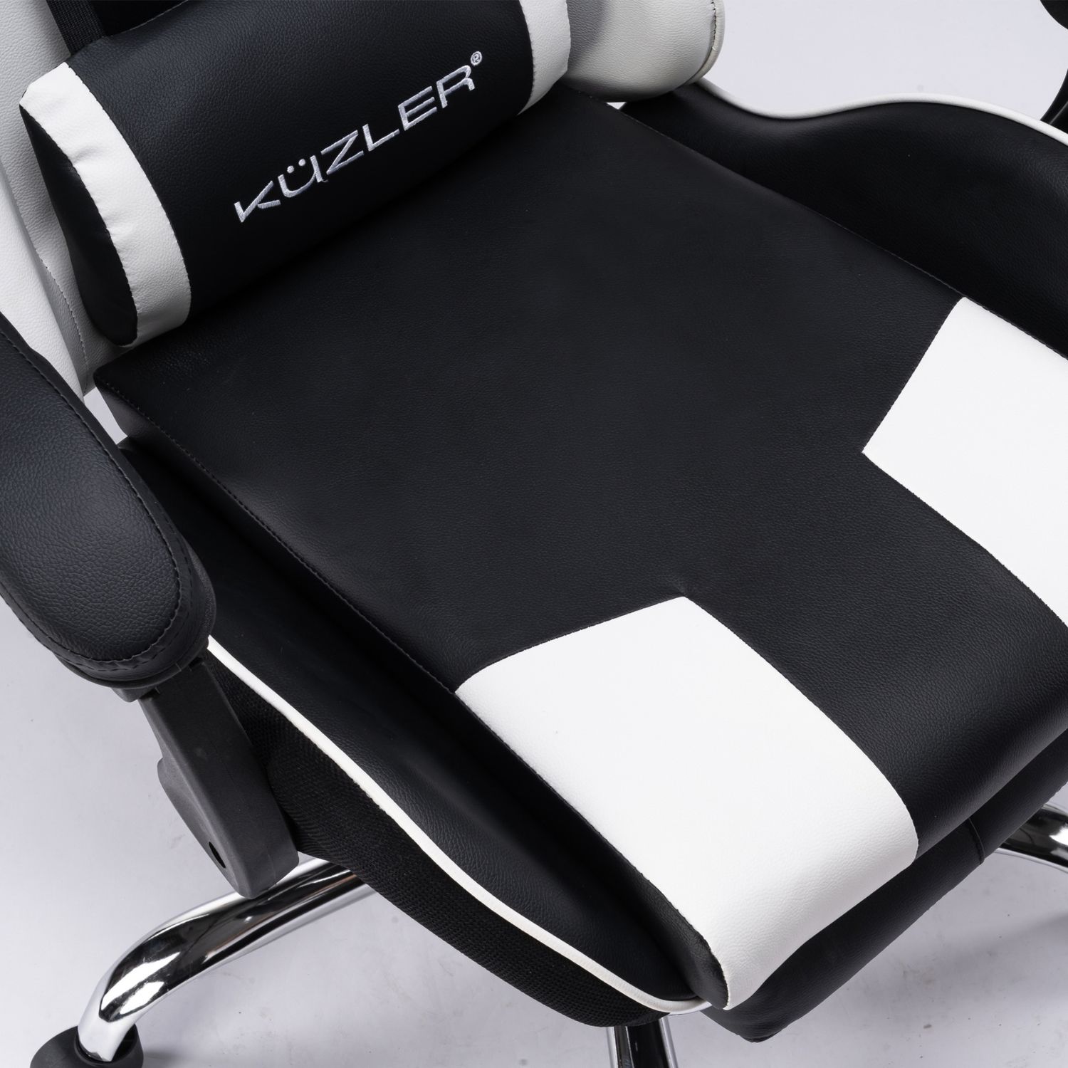 SILLA GAMER KUZLER BLANCA MASAJEADOR LUMBAR REPOSAPIÉS Y BASE METÁLICA RIK-101B - 5