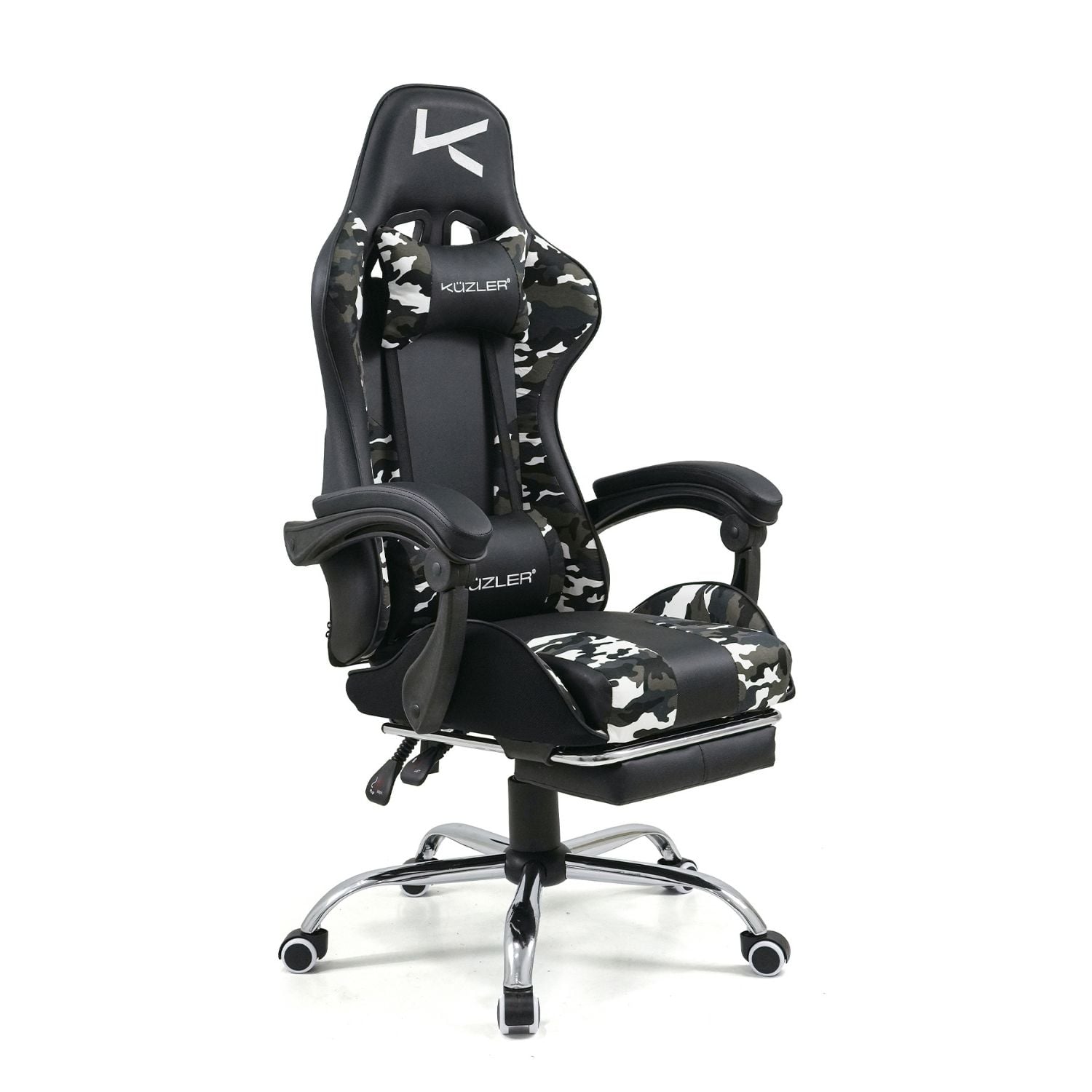 SILLA GAMER KUZLER CAMUFLADA MASAJEADOR LUMBAR REPOSAPIÉS Y BASE METÁLICA RIK-101CAMO - 3