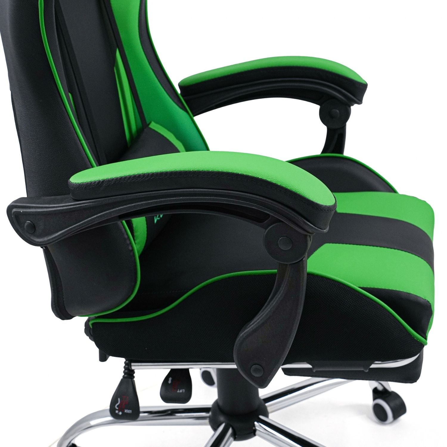 SILLA GAMER KUZLER VERDE MASAJEADOR LUMBAR REPOSAPIÉS Y BASE METÁLICA RIK-101G - 5