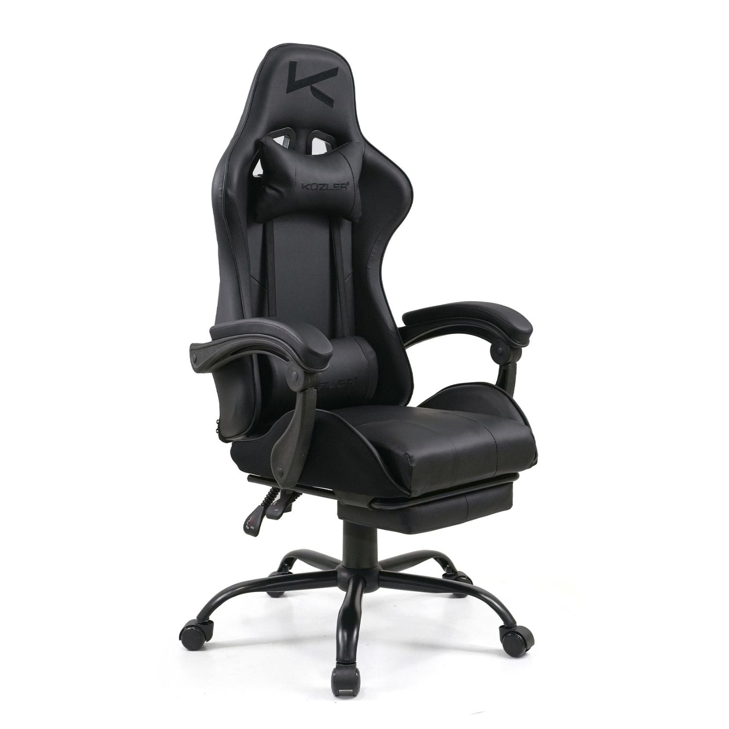 SILLA GAMER KUZLER NEGRA MASAJEADOR LUMBAR REPOSAPIÉS Y BASE METÁLICA RIK-101AB - 3