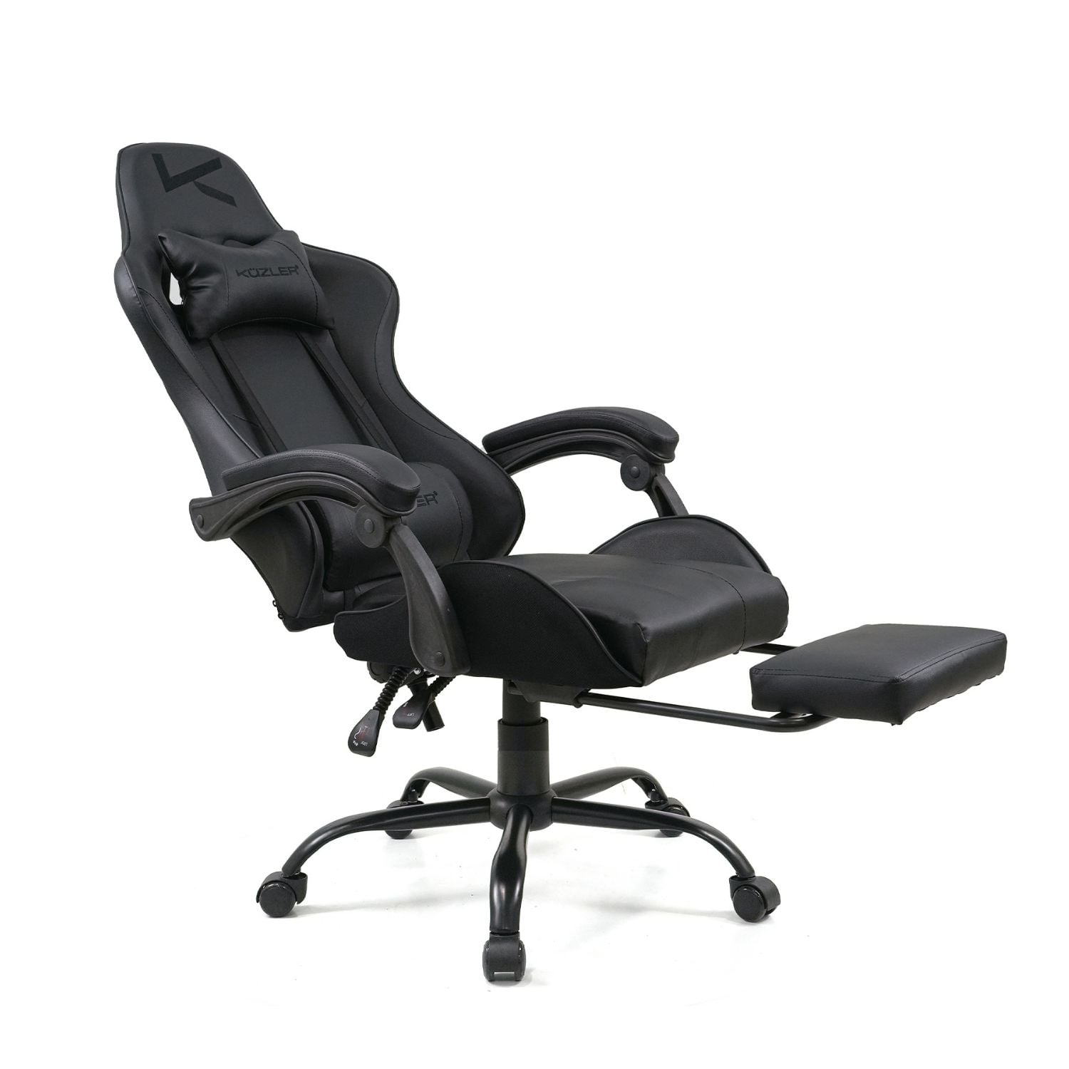 SILLA GAMER KUZLER NEGRA MASAJEADOR LUMBAR REPOSAPIÉS Y BASE METÁLICA RIK-101AB - 4