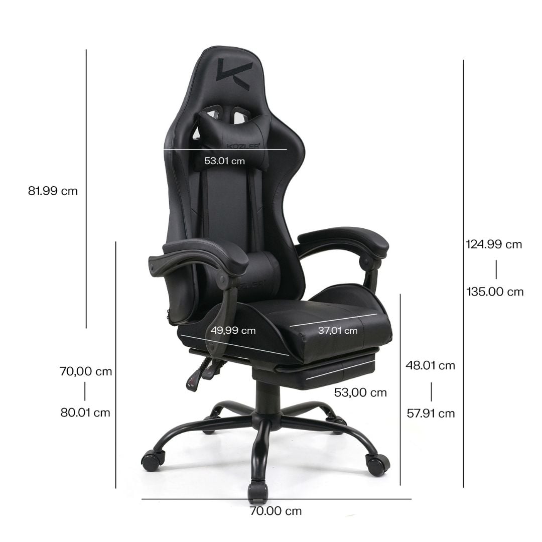 SILLA GAMER KUZLER NEGRA MASAJEADOR LUMBAR REPOSAPIÉS Y BASE METÁLICA RIK-101AB - 7