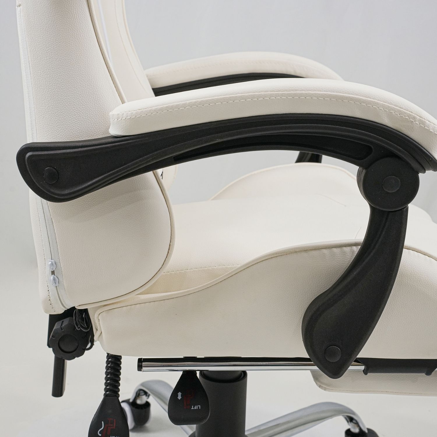 SILLA GAMER KUZLER BLANCA MASAJEADOR LUMBAR REPOSAPIÉS Y BASE METÁLICA RIK-101AW - 6