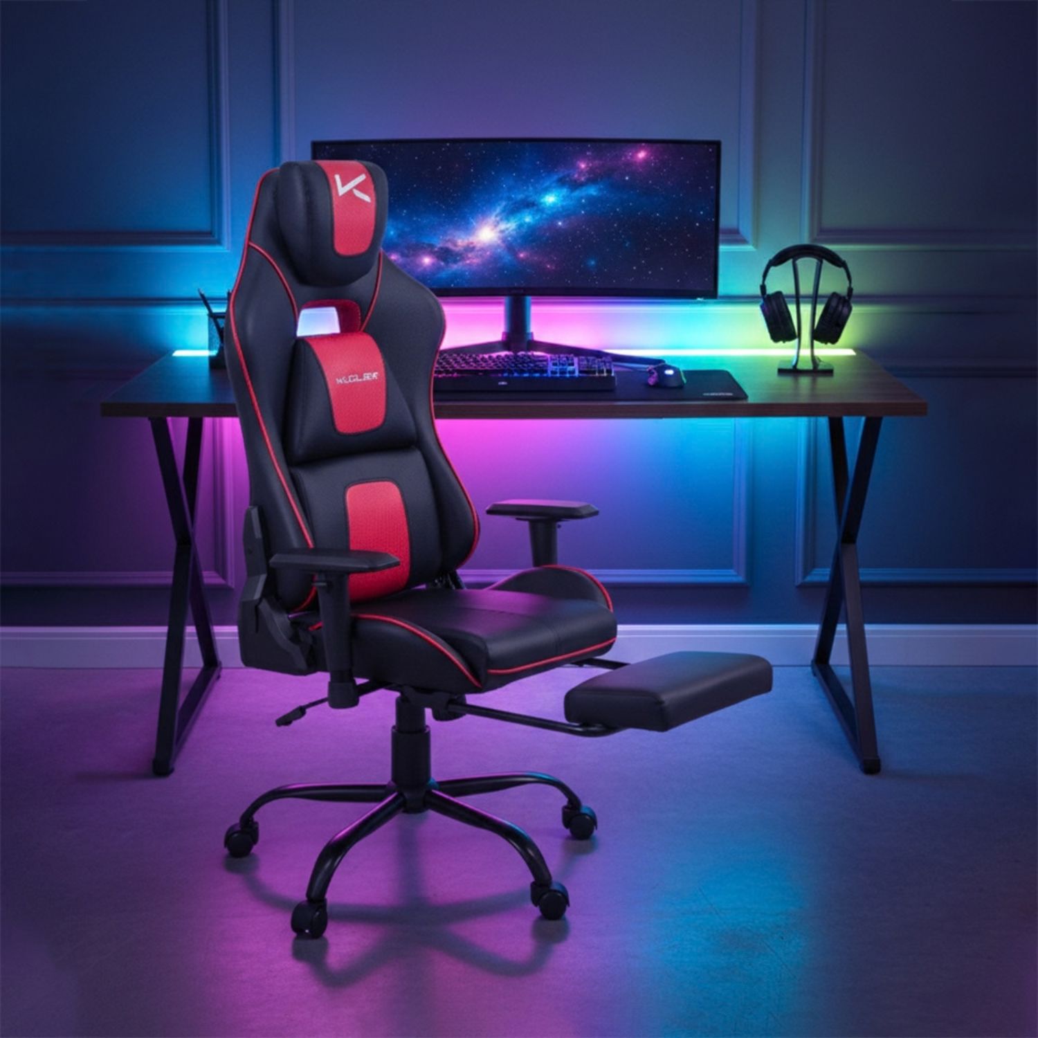 SILLA GAMER ERGONÓMICA ROJA DRAKTAR2-RN CON REPOSAPIÉS Y RECLINACIÓN 180° - 7