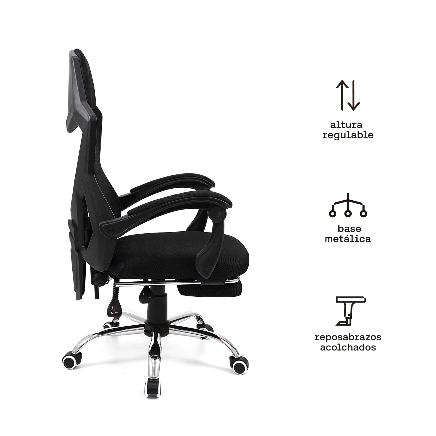 SILLA DE OFICINA NEGRA KUZLER TOVA-101N ERGONÓMICA CON REPOSAPIÉS - 2