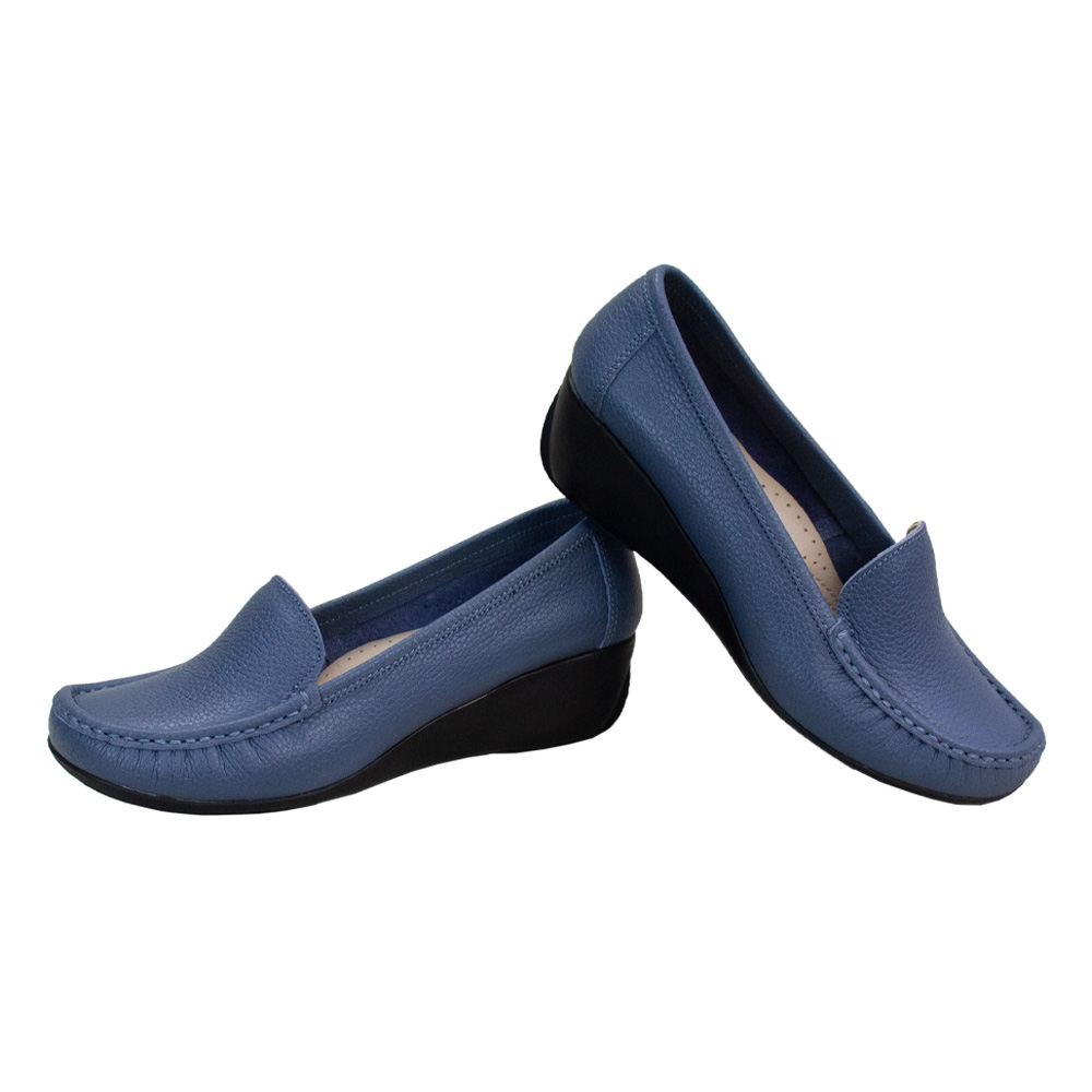 MOCASIN TACO CUÑA MUJER CORELLI LARISA CUERO ACERO - 2