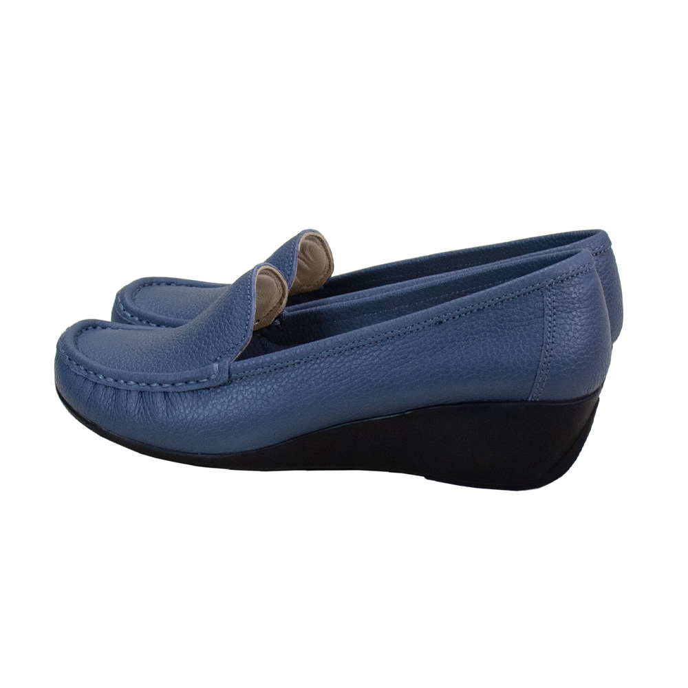 MOCASIN TACO CUÑA MUJER CORELLI LARISA CUERO ACERO - 3