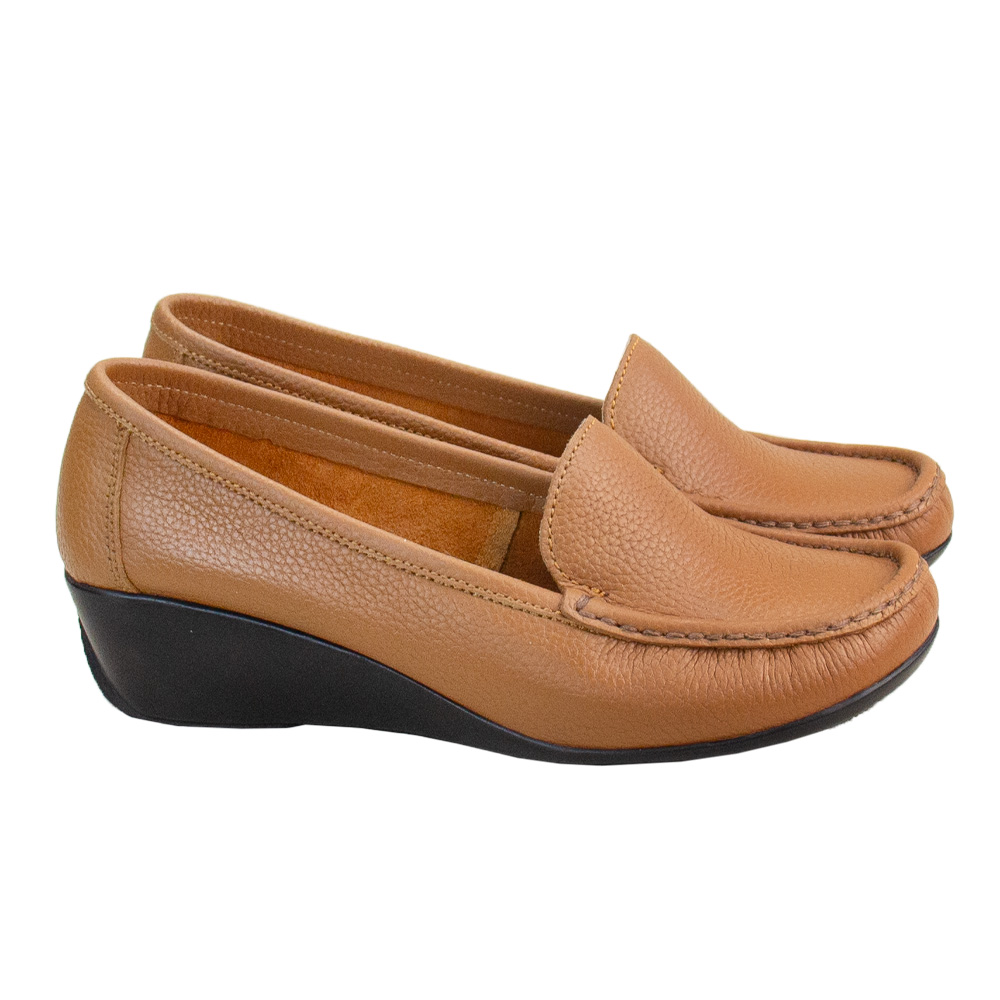 MOCASIN TACO CUÑA MUJER CORELLI LARISA CUERO NATURAL - 1