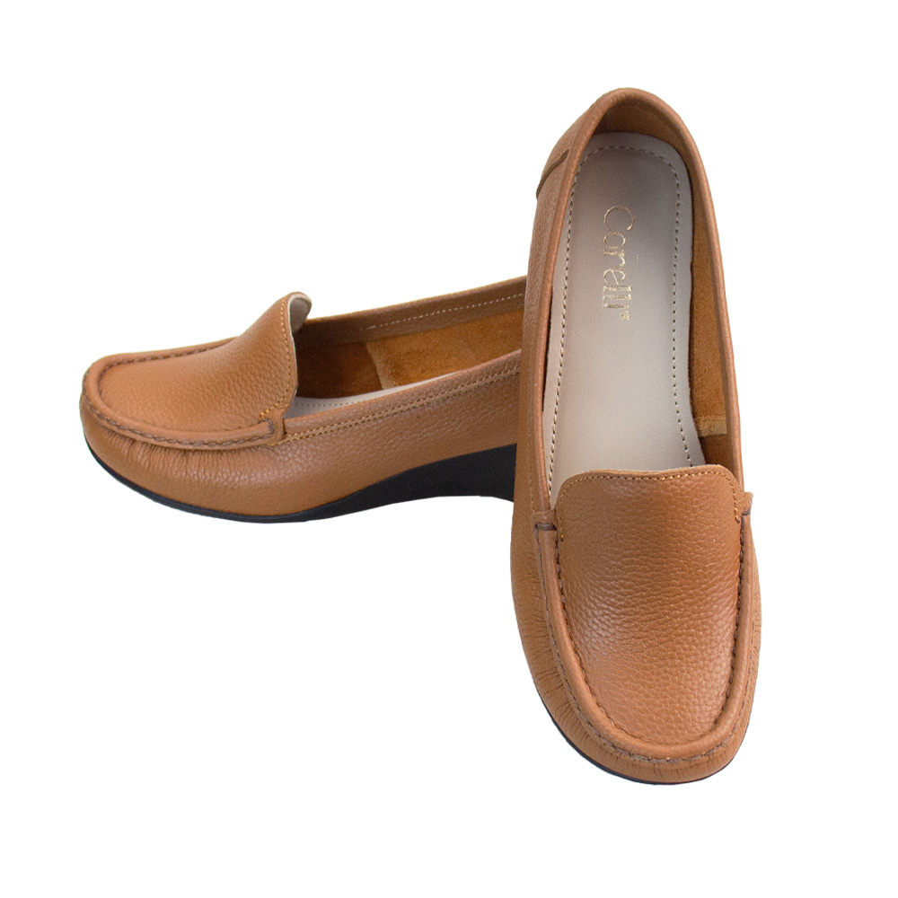 MOCASIN TACO CUÑA MUJER CORELLI LARISA CUERO NATURAL - 2
