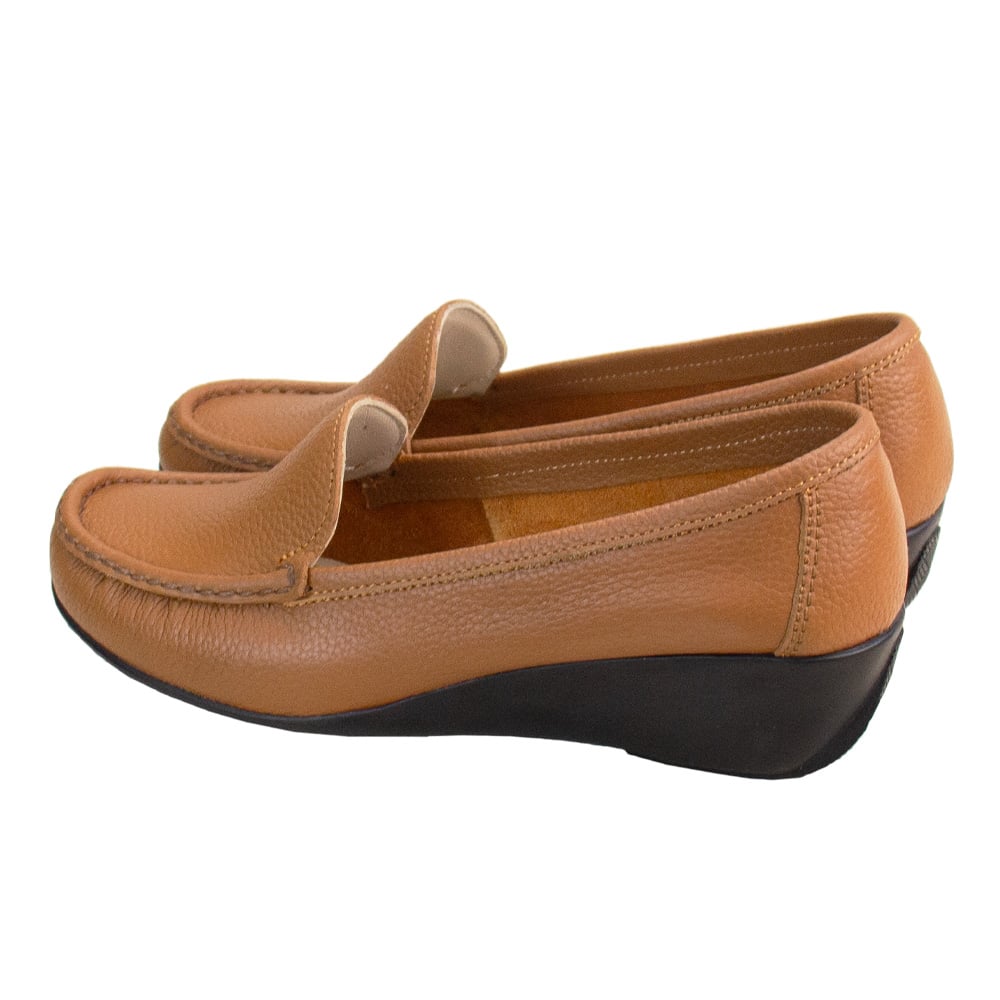 MOCASIN TACO CUÑA MUJER CORELLI LARISA CUERO NATURAL - 3