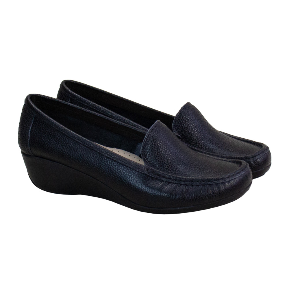 MOCASIN TACO CUÑA MUJER CORELLI LARISA CUERO NEGRO - 1