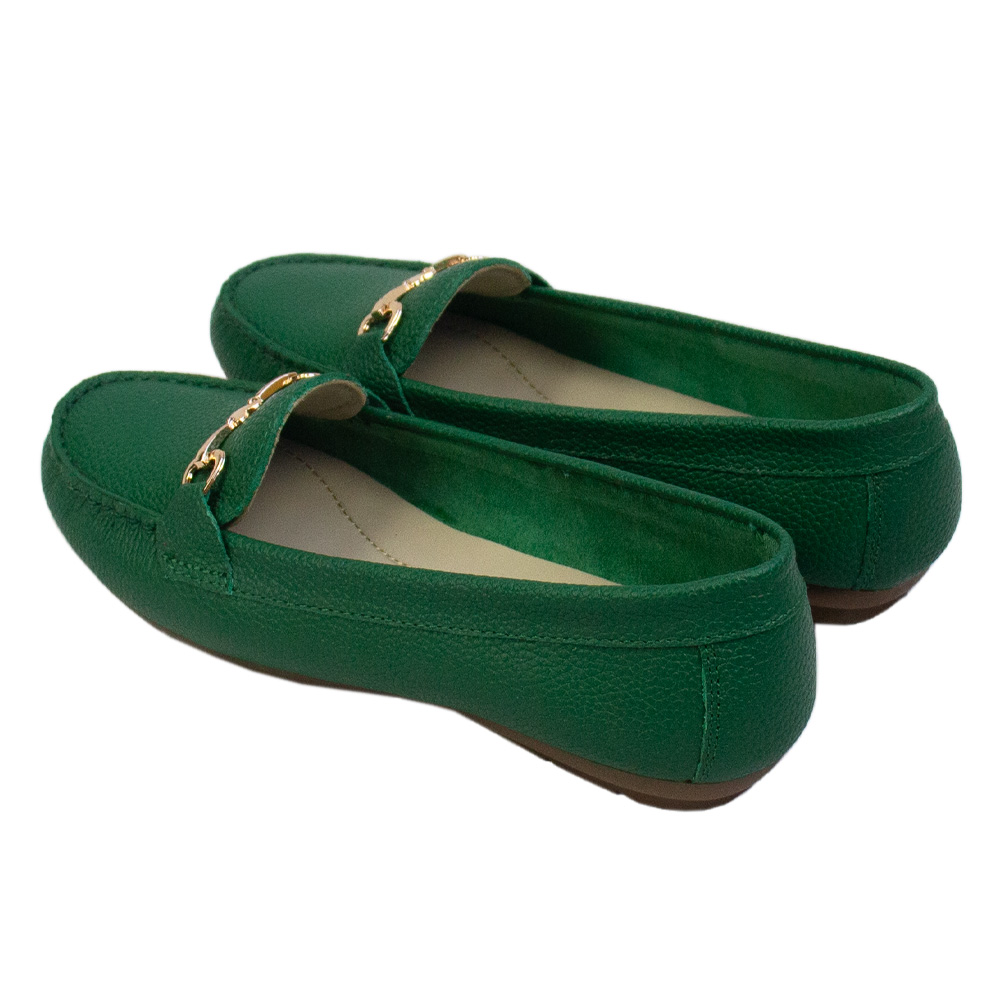 MOCASIN CHATO MUJER CORELLI LOVE CUERO VERDE HOJA - 3