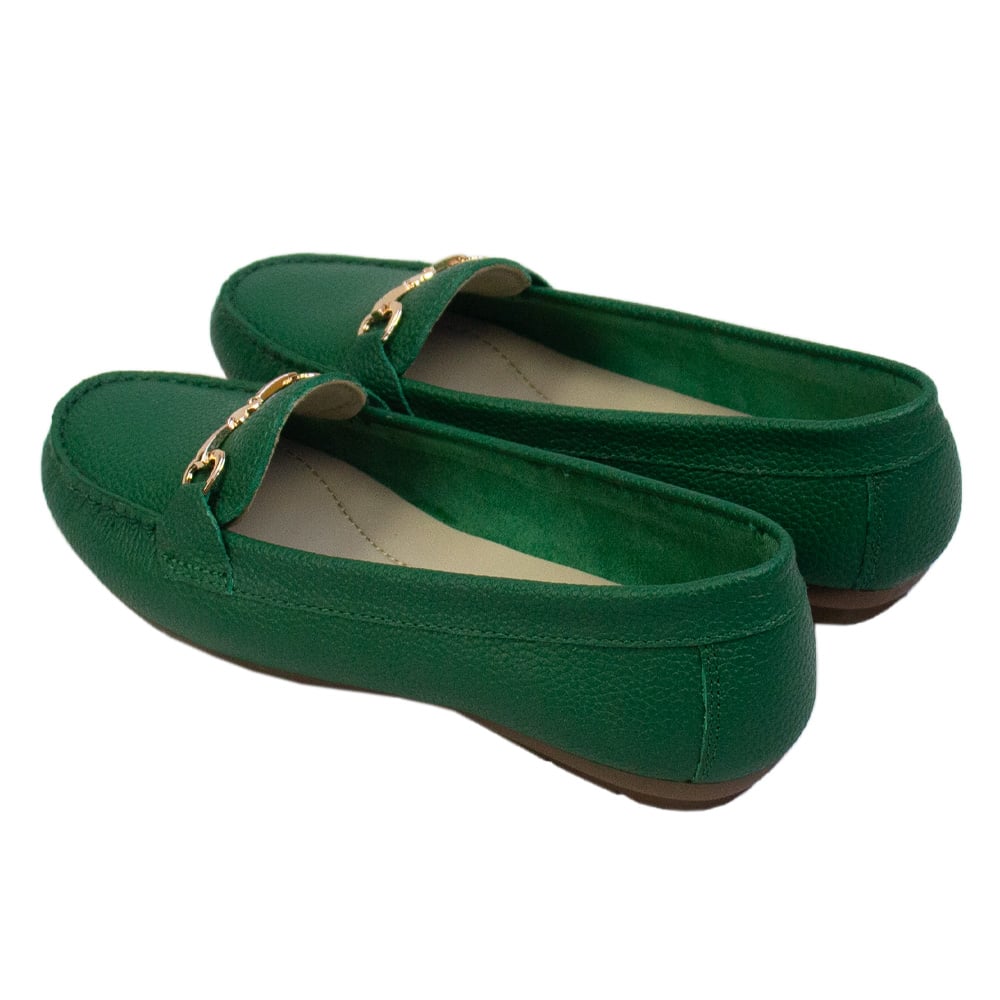 MOCASIN CHATO MUJER CORELLI LOVE CUERO VERDE HOJA - 3
