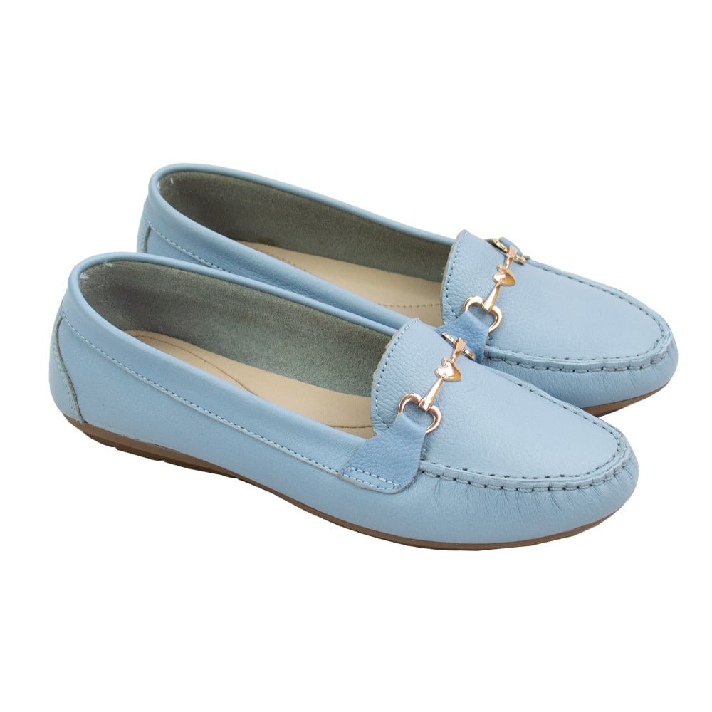 MOCASIN CHATO MUJER CORELLI LOVE CUERO CIELO - 1