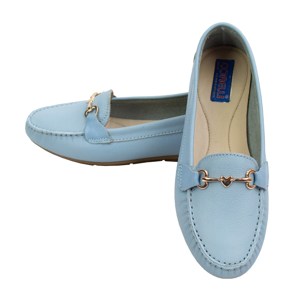 MOCASIN CHATO MUJER CORELLI LOVE CUERO CIELO - 2