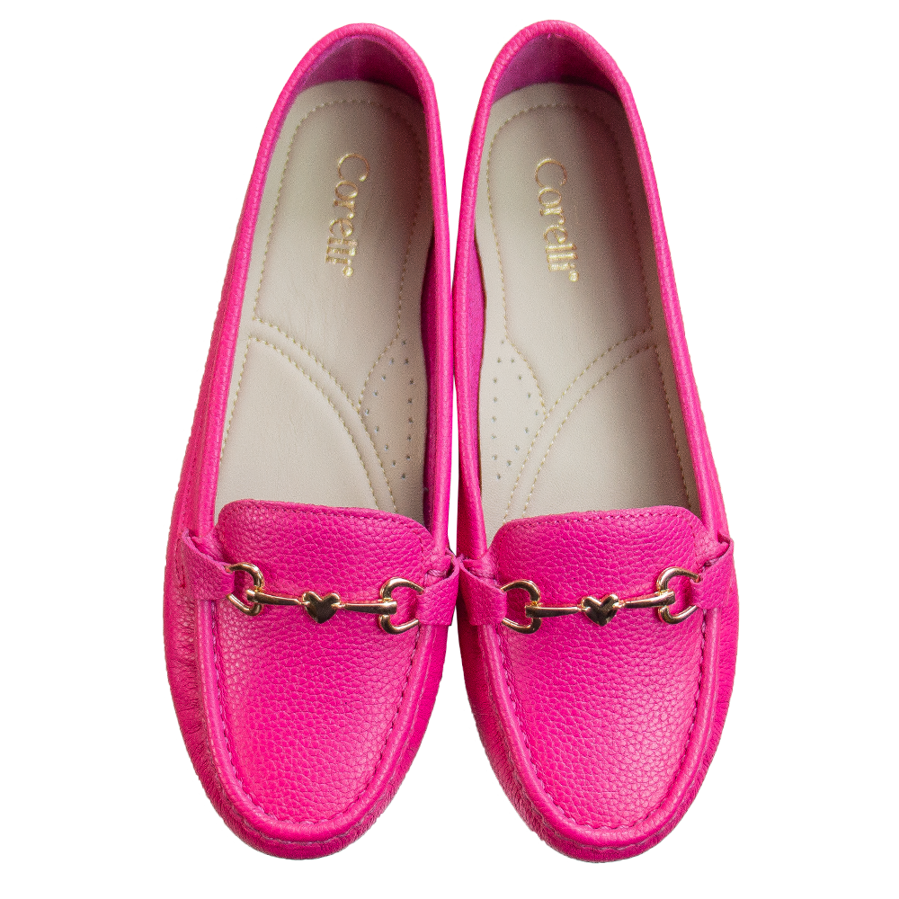 MOCASIN CHATO MUJER CORELLI LOVE CUERO FUCSIA - 1