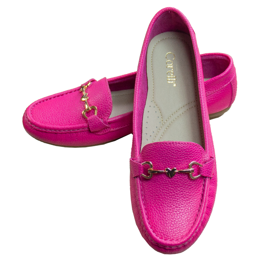 MOCASIN CHATO MUJER CORELLI LOVE CUERO FUCSIA - 2