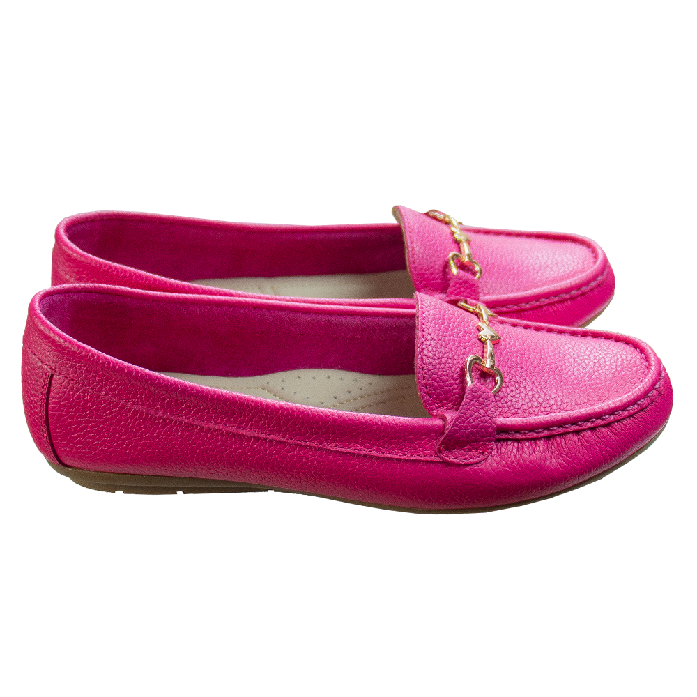 MOCASIN CHATO MUJER CORELLI LOVE CUERO FUCSIA - 5