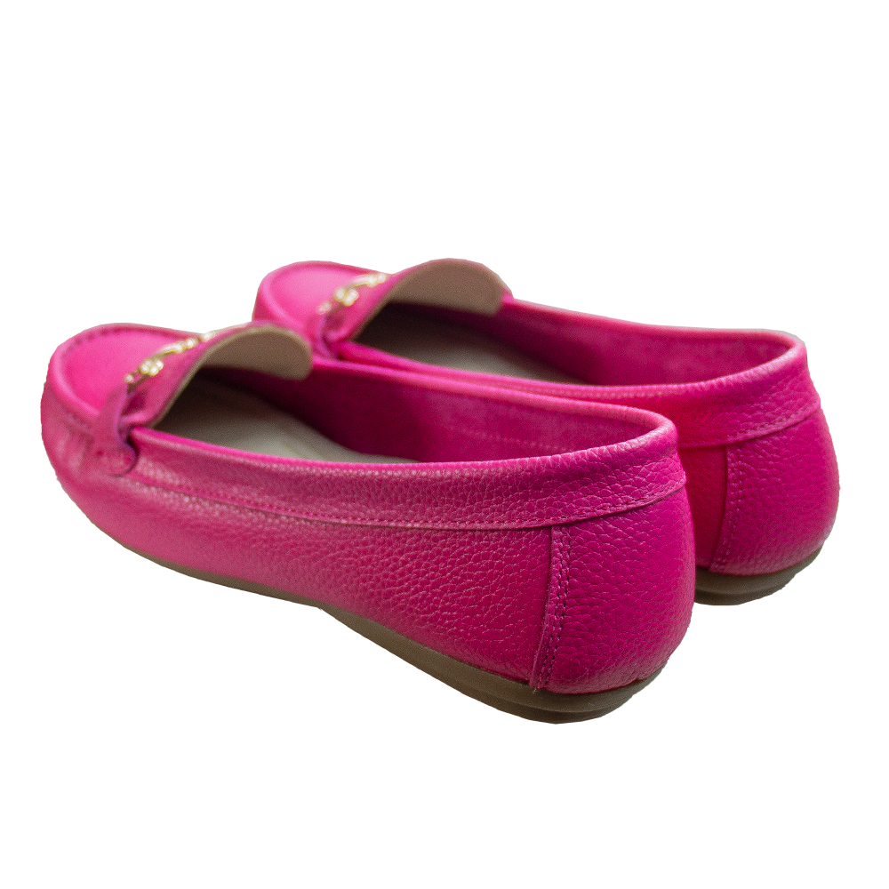 MOCASIN CHATO MUJER CORELLI LOVE CUERO FUCSIA - 6