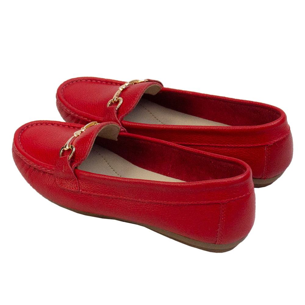 MOCASIN CHATO MUJER CORELLI LOVE CUERO ROJO - 3