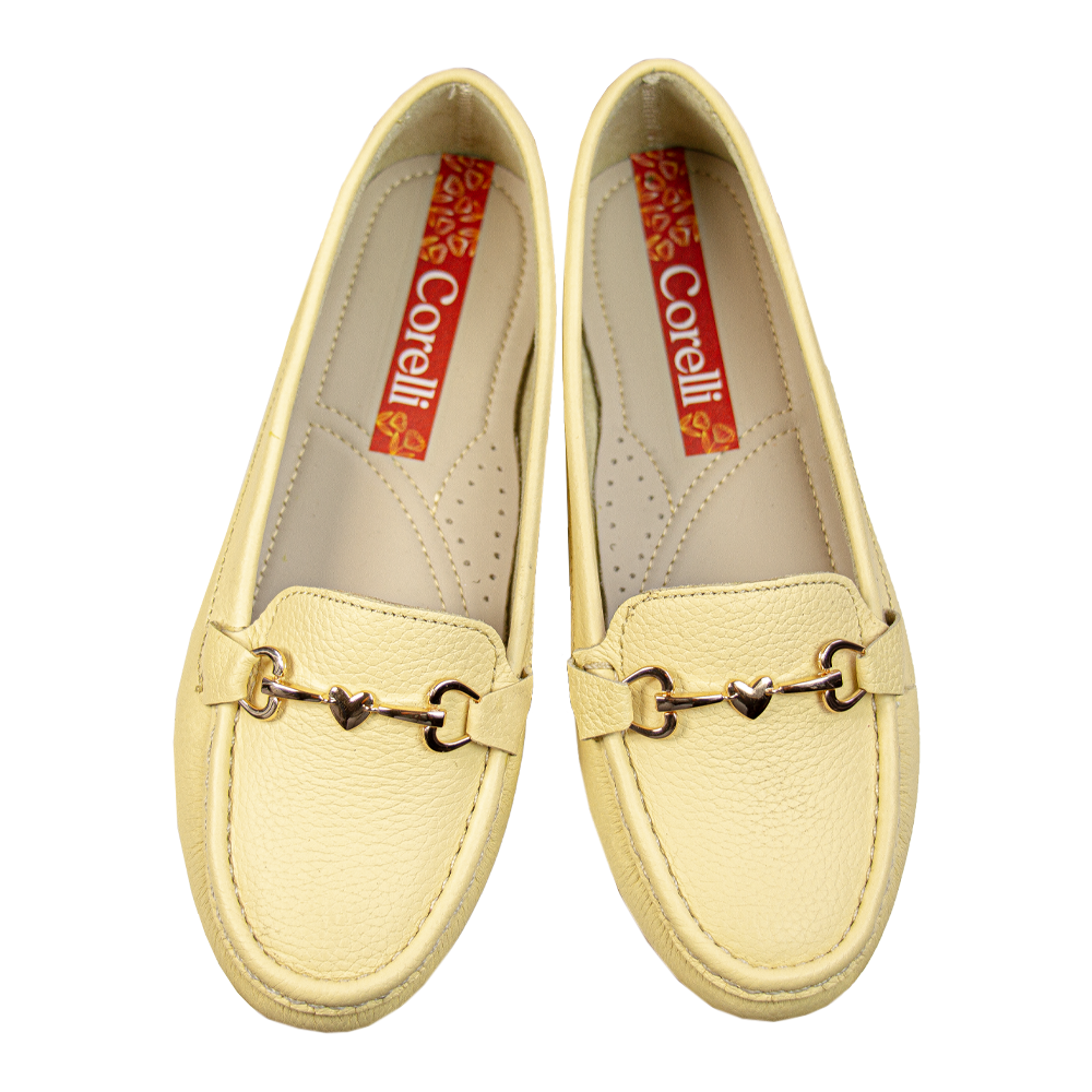 MOCASIN CHATO MUJER CORELLI LOVE CUERO MANTEQUILLA - 1