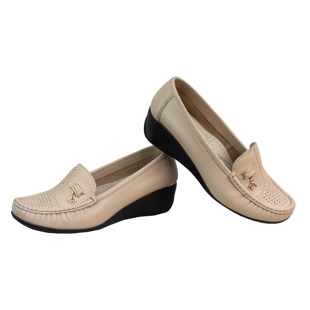 MOCASIN TACO CUÑA MUJER CORELLI ROSA CUERO SAND - 2
