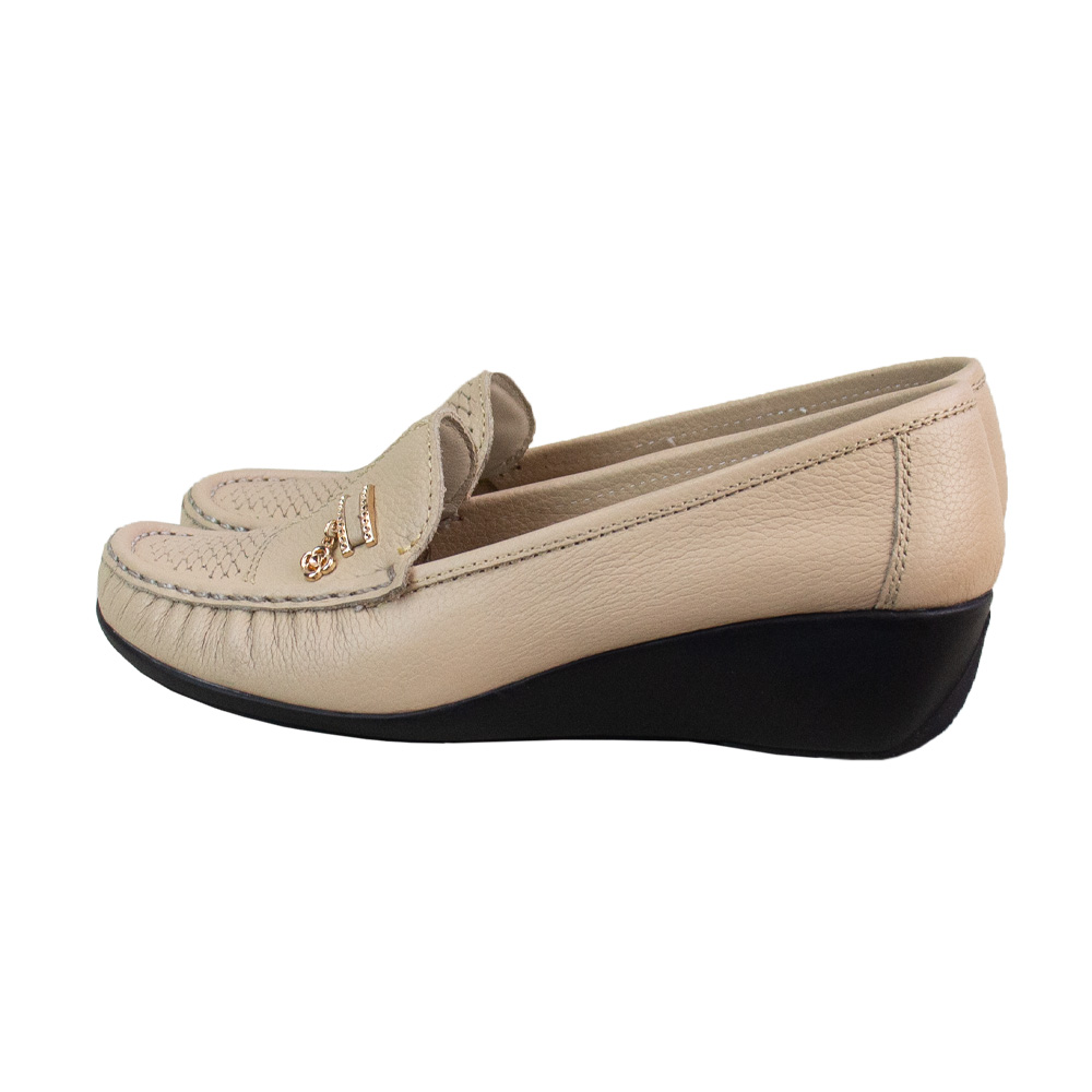 MOCASIN TACO CUÑA MUJER CORELLI ROSA CUERO SAND - 3