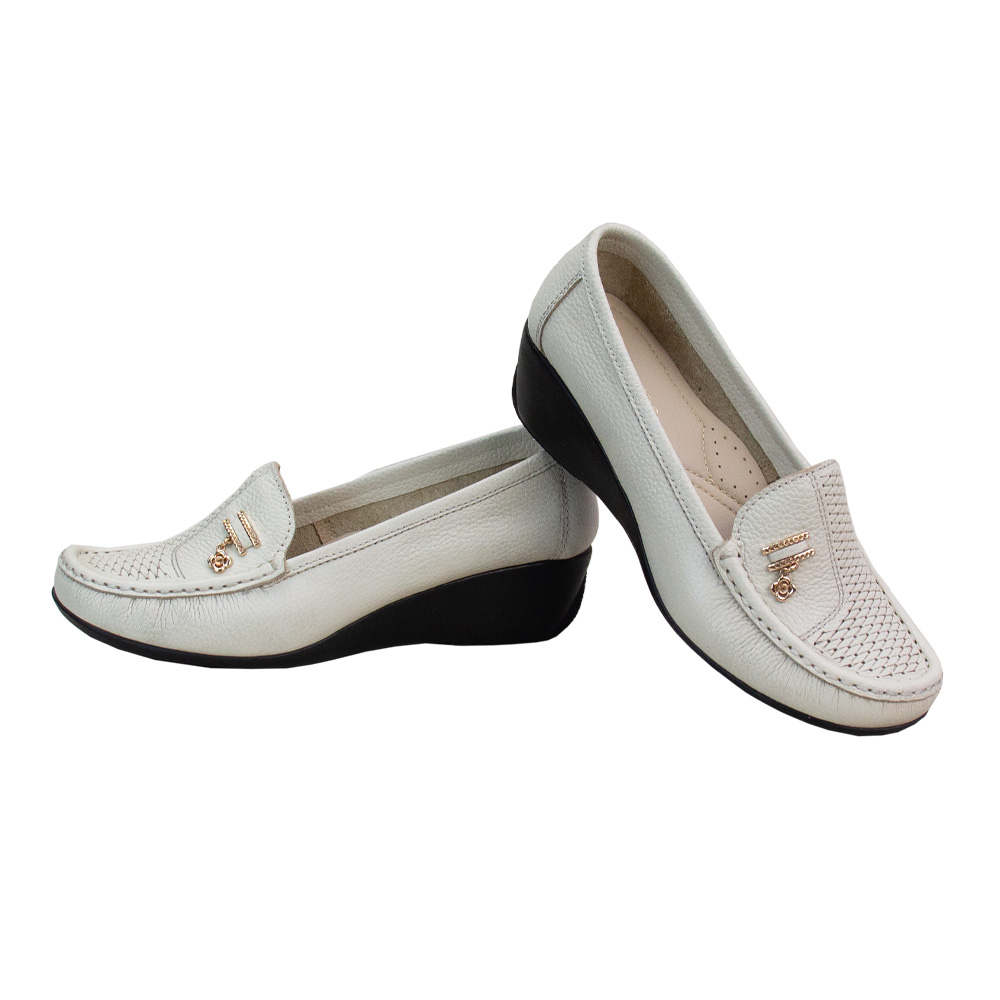 MOCASIN TACO CUÑA MUJER CORELLI ROSA CUERO VAINILLA - 2