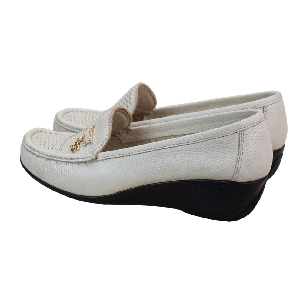 MOCASIN TACO CUÑA MUJER CORELLI ROSA CUERO VAINILLA - 3