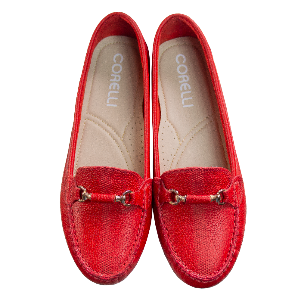 MOCASIN CHATO MUJER CORELLI SARA II CUERO ROJO - 1