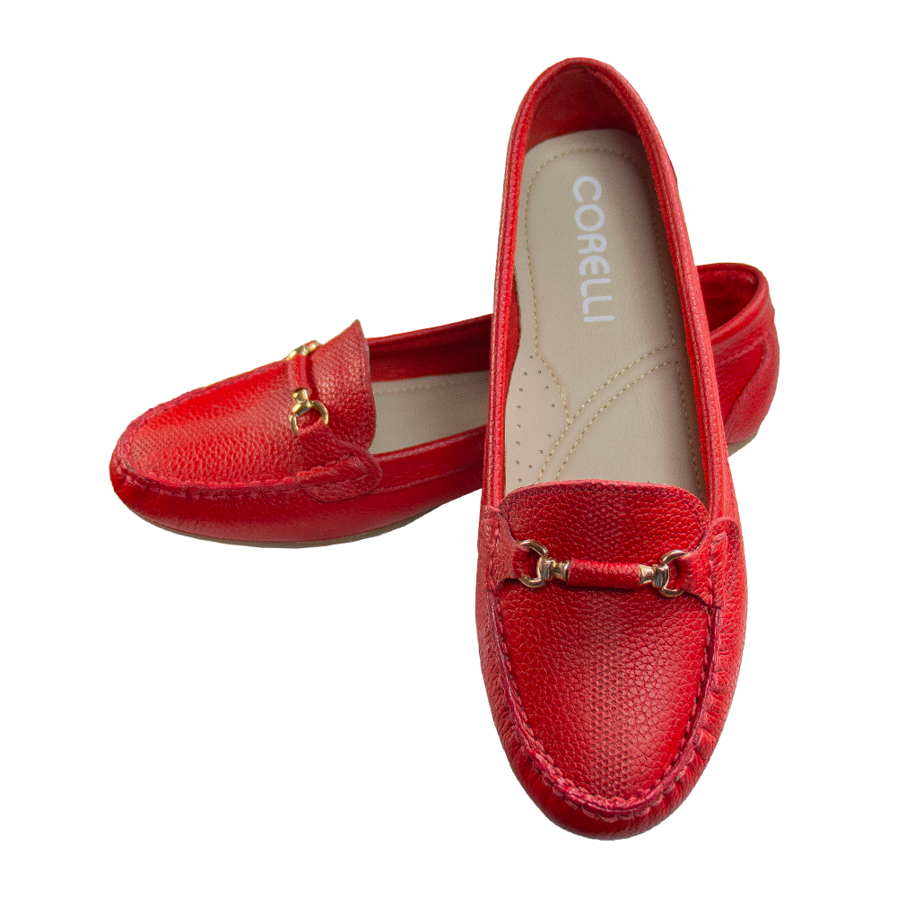 MOCASIN CHATO MUJER CORELLI SARA II CUERO ROJO - 2