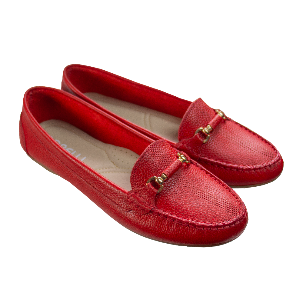 MOCASIN CHATO MUJER CORELLI SARA II CUERO ROJO - 3