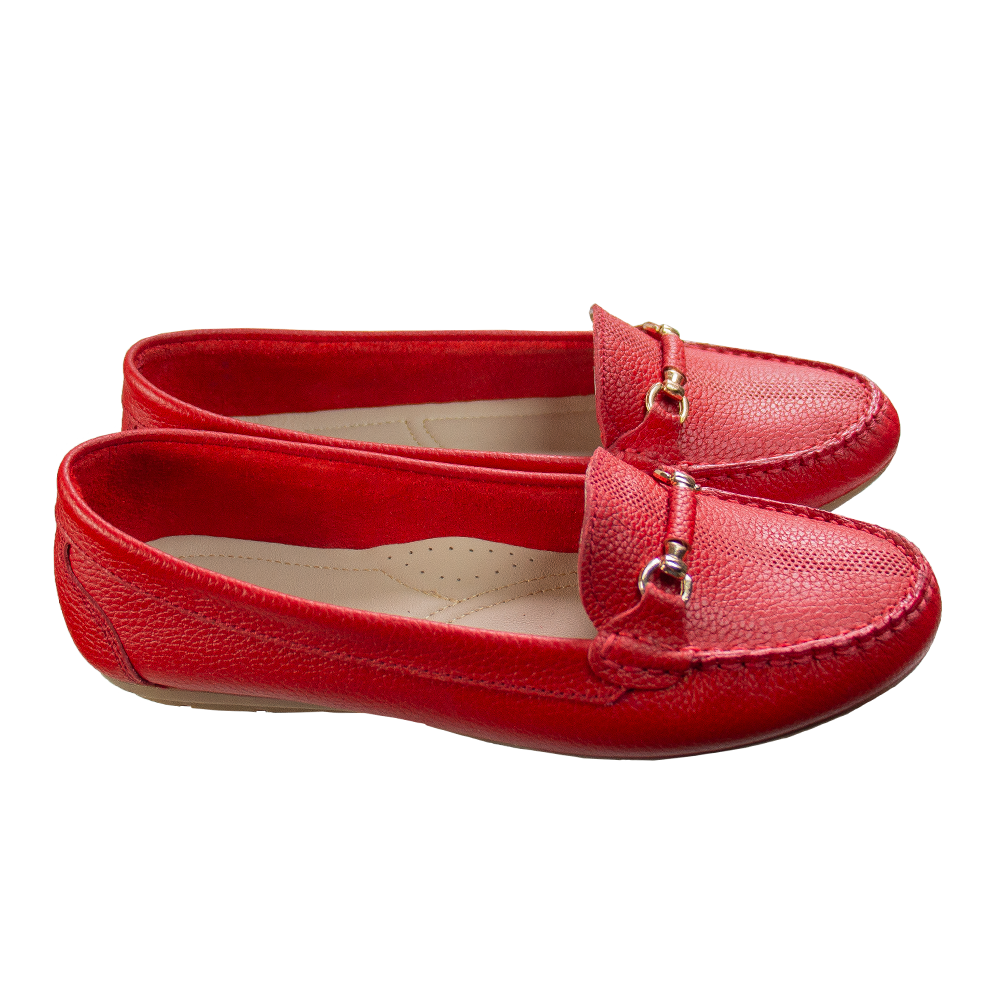 MOCASIN CHATO MUJER CORELLI SARA II CUERO ROJO - 4
