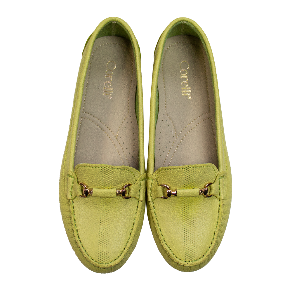 MOCASIN CHATO MUJER CORELLI SARA II CUERO VERDE LIMÓN - 1
