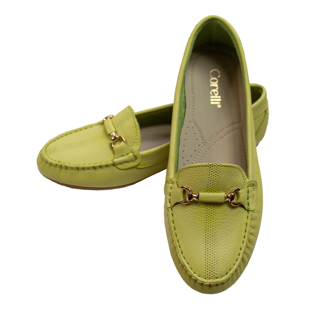 MOCASIN CHATO MUJER CORELLI SARA II CUERO VERDE LIMÓN - 2