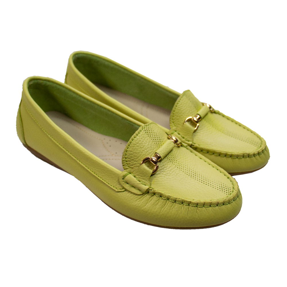 MOCASIN CHATO MUJER CORELLI SARA II CUERO VERDE LIMÓN - 3